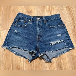 Levi's Blue Distressed Jean Shorts